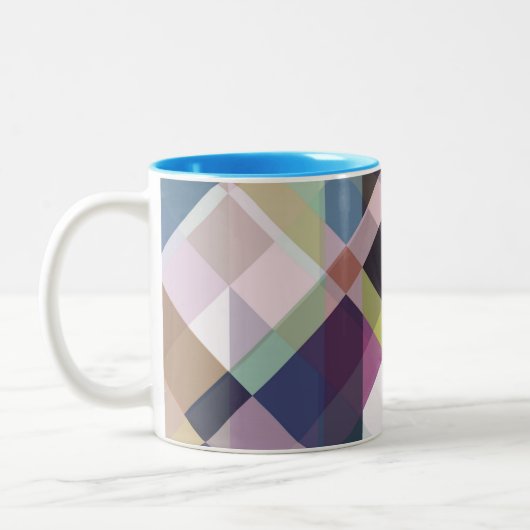 Colorful Geometric Pattern Tweekleurige Koffiemok (Links)