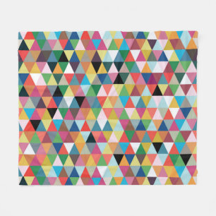 Colorful Geometric Patterned Fleece Blanket Deken