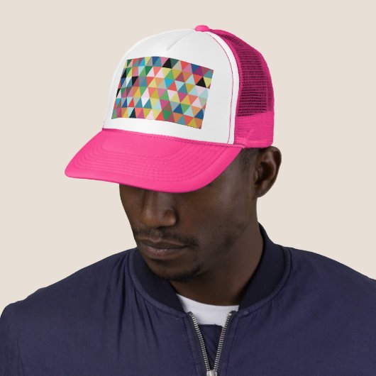 Colorful Geometric Patterned Trucker Hat Trucker Pet (In situ)