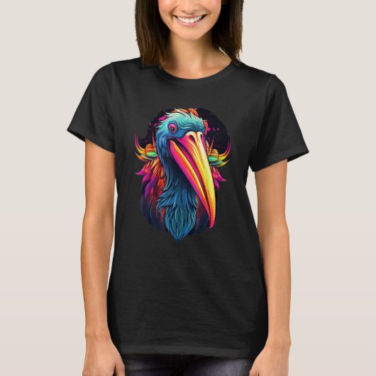 Colorful Geometric Pelican Bird  Pop Animal T-shirt (Voorkant)