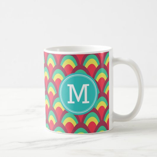 Colorful Geometric personalize Name Monogram Koffiemok (Rechts)