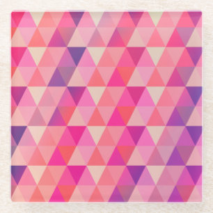 Colorful Geometric Pink Paars Triangles Patroon Glazen Onderzetter