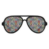 Colorful Geometric Pinrad Black Aviator Zonnebril (Voorkant)