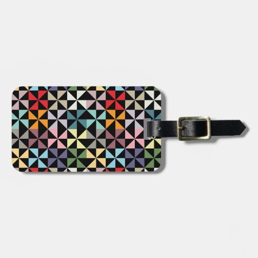 Colorful Geometric Pinrad Black Bagagelabel (Voorkant horizontaal)