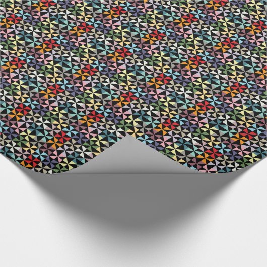 Colorful Geometric Pinrad Black Cadeaupapier (Hoek)