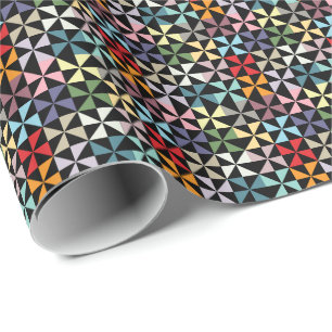 Colorful Geometric Pinrad Black Cadeaupapier