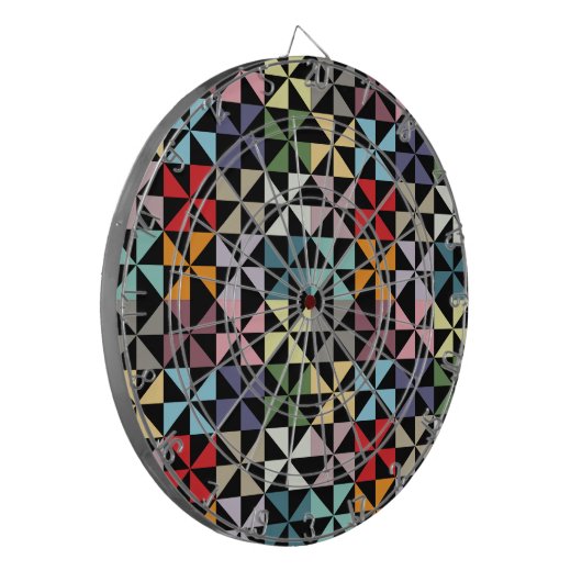 Colorful Geometric Pinrad Black Dartbord (Voorkant Links)