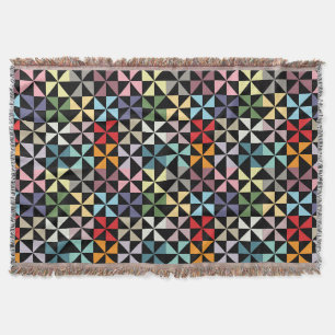Colorful Geometric Pinrad Black Deken