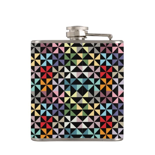 Colorful Geometric Pinrad Black Heupfles (Achterkant)