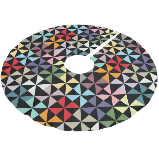 Colorful Geometric Pinrad Black Kerstboom Rok (Gekanteld)