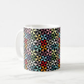 Colorful Geometric Pinrad Black Koffiemok (Voorkant links)