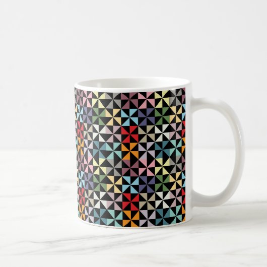 Colorful Geometric Pinrad Black Koffiemok (Rechts)