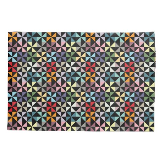 Colorful Geometric Pinrad Black Kussensloop (Achterkant)