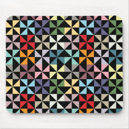 Colorful Geometric Pinrad Black Muismat