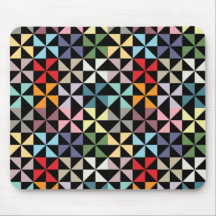 Colorful Geometric Pinrad Black Muismat