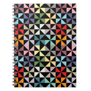 Colorful Geometric Pinrad Black Notitieboek