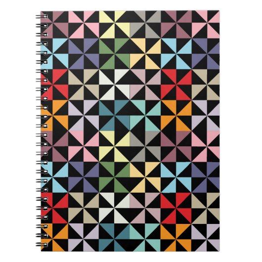 Colorful Geometric Pinrad Black Notitieboek (Voorkant)