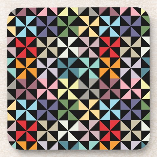 Colorful Geometric Pinrad Black Onderzetter (Voorkant)