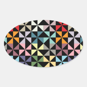 Colorful Geometric Pinrad Black Ovale Sticker
