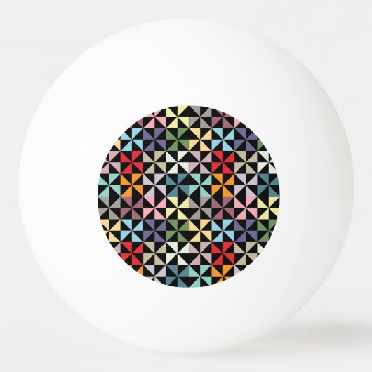 Colorful Geometric Pinrad Black Pingpongbal (Voorkant)
