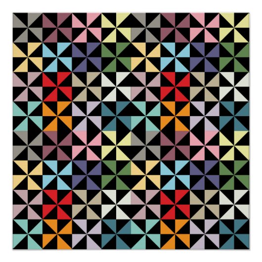 Colorful Geometric Pinrad Black Poster (Voorkant)