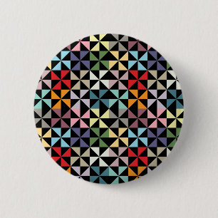 Colorful Geometric Pinrad Black Ronde Button 5,7 Cm