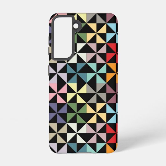 Colorful Geometric Pinrad Black Samsung Galaxy Hoesje (Achterkant)