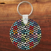 Colorful Geometric Pinrad Black Sleutelhanger (Voorkant)