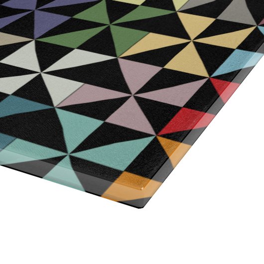 Colorful Geometric Pinrad Black Snijplank (Hoek)