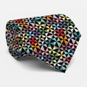 Colorful Geometric Pinrad Black Stropdas (Opgerold)