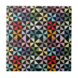 Colorful Geometric Pinrad Black Tegeltje