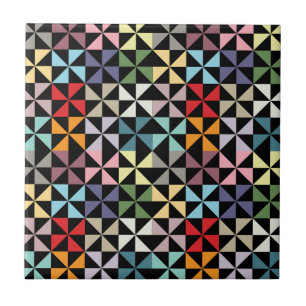 Colorful Geometric Pinrad Black Tegeltje