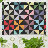 Colorful Geometric Pinrad Black Theedoek (Gevouwen)