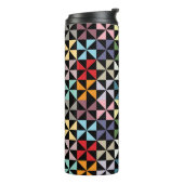 Colorful Geometric Pinrad Black Thermosbeker (Gedraaid links)