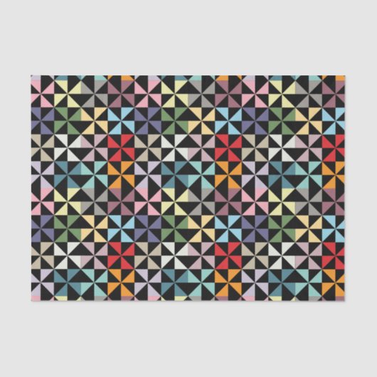 Colorful Geometric Pinrad Black Tissuepapier (Voorkant)