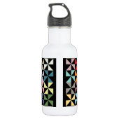 Colorful Geometric Pinrad Black Waterfles (Achterkant)