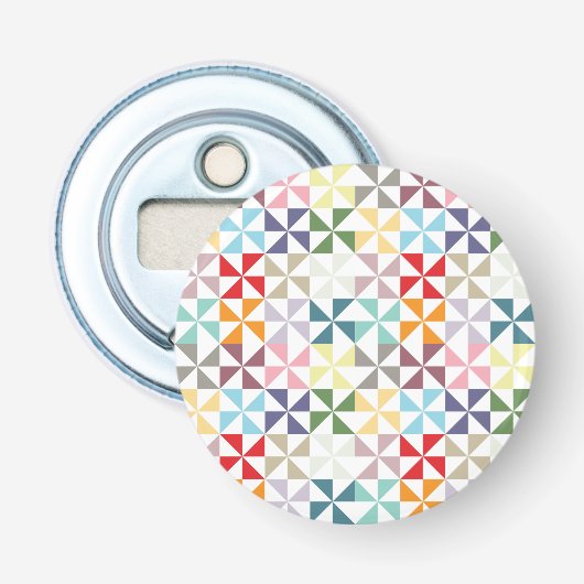 Colorful Geometric Pinrad Button Flesopener (Voorkant)