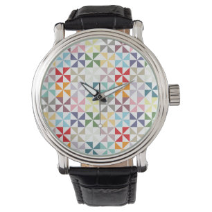 Colorful Geometric Pinrad Horloge