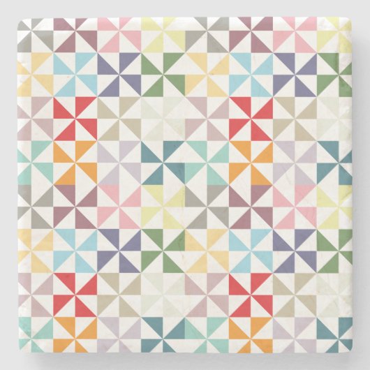 Colorful Geometric Pinrad Stenen Onderzetter (Voorkant)