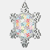 Colorful Geometric Pinrad Tin Sneeuwvlok Ornament (Rechts)