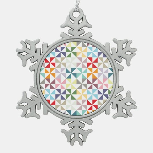 Colorful Geometric Pinrad Tin Sneeuwvlok Ornament (Voorkant)
