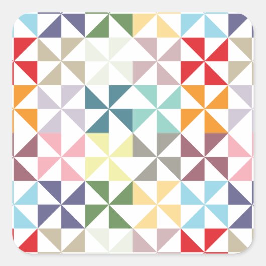 Colorful Geometric Pinrad Vierkante Sticker (Voorkant)