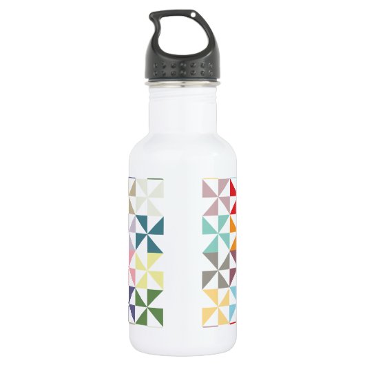 Colorful Geometric Pinrad Waterfles (Achterkant)