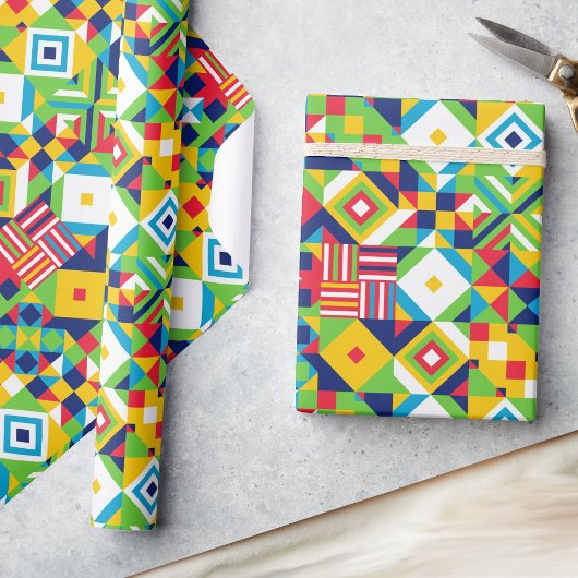 Colorful Geometric Quilt All Occasion Gift Cadeaupapier