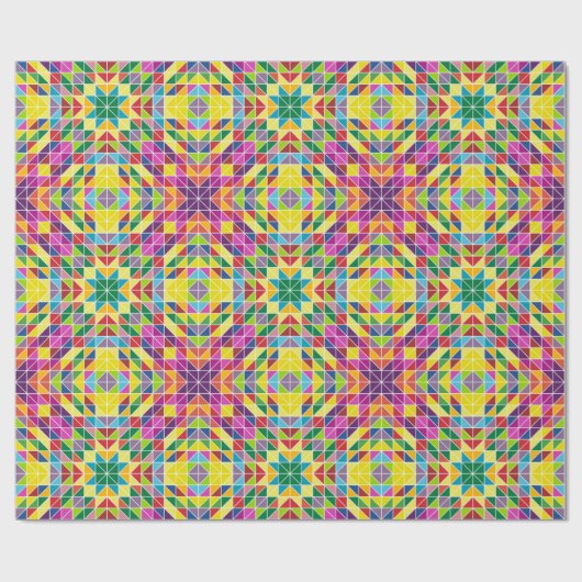 Colorful Geometric Quilt Birthday Gift Cadeaupapier (Vlak)