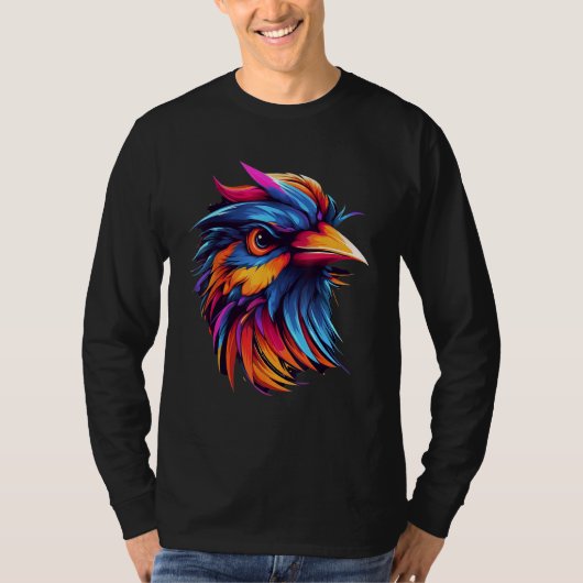 Colorful Geometric Rainbow Sparrow Bird Pop Animal T-shirt (Voorkant)