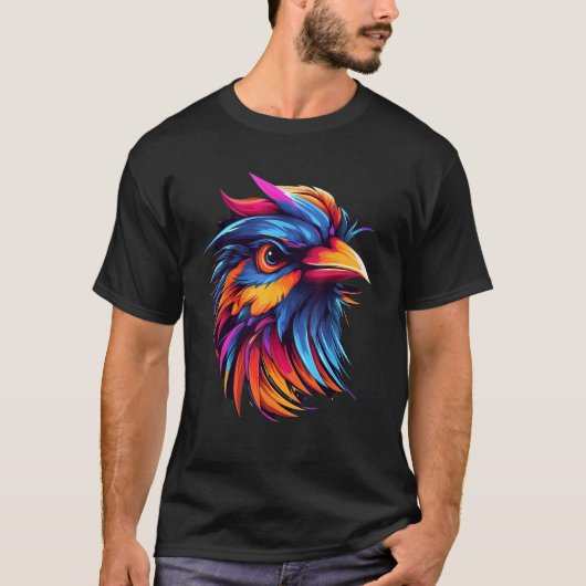 Colorful Geometric Rainbow Sparrow Bird Pop Animal T-shirt (Voorkant)