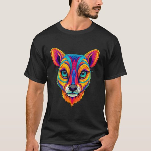Colorful Geometric Rainbow Suricate Meerkat Pop An T-shirt (Voorkant)
