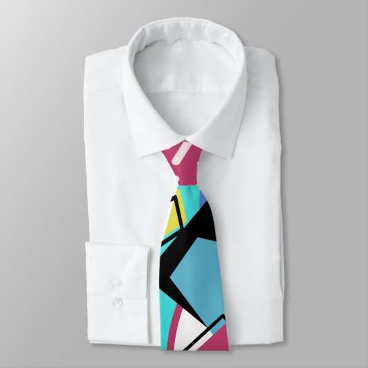 Colorful Geometric Retro 80s Memphis Design Stropdas (Gebonden)