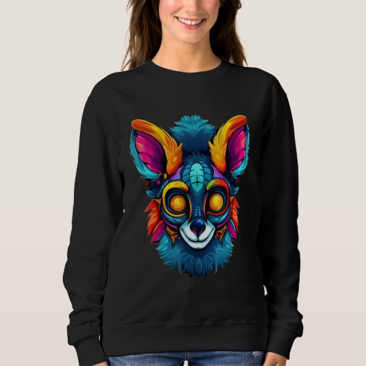 Colorful Geometric Ring Tailed Lemur  Pop Animal Trui (Voorkant)